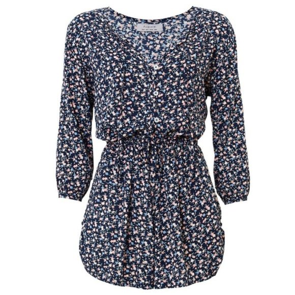 AUGUSTE 6 blue BOHO floral JUMPSUIT hippie 3/4 sleeve romper PLAYSUIT beach ♡ - Picture 5 of 10